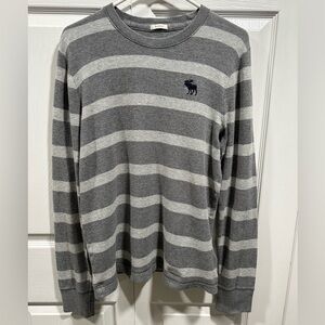 Gray Striped Abercrombie & Fitch Muscle Sweatshirt - Medium